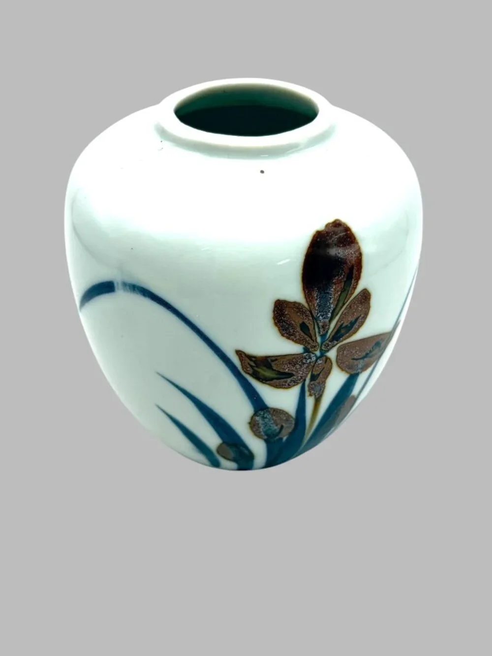 Vintage Japan Hand Painted Oriental Collection Blue Floral Porcelain Vase 4